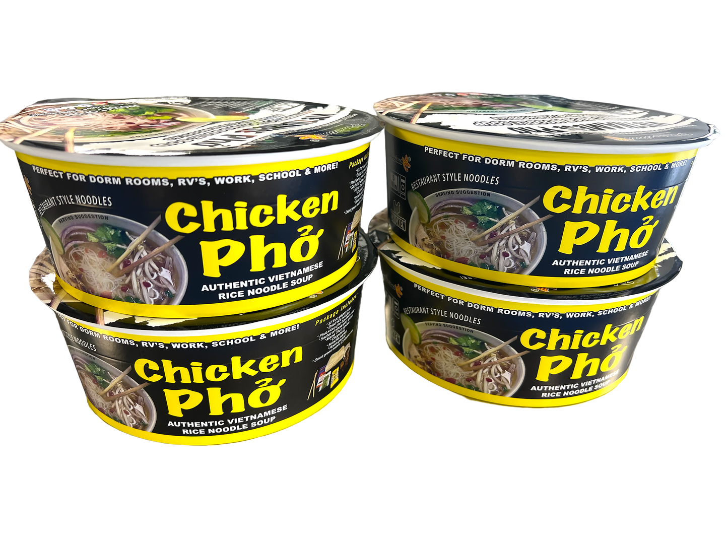 SHARK TANK BUNDLE COMBO PACK - LIMITED TIME Instant Pho Vietnamese Rice Noodle Soup, 8 pack (4 Beef / 4 Chicken)