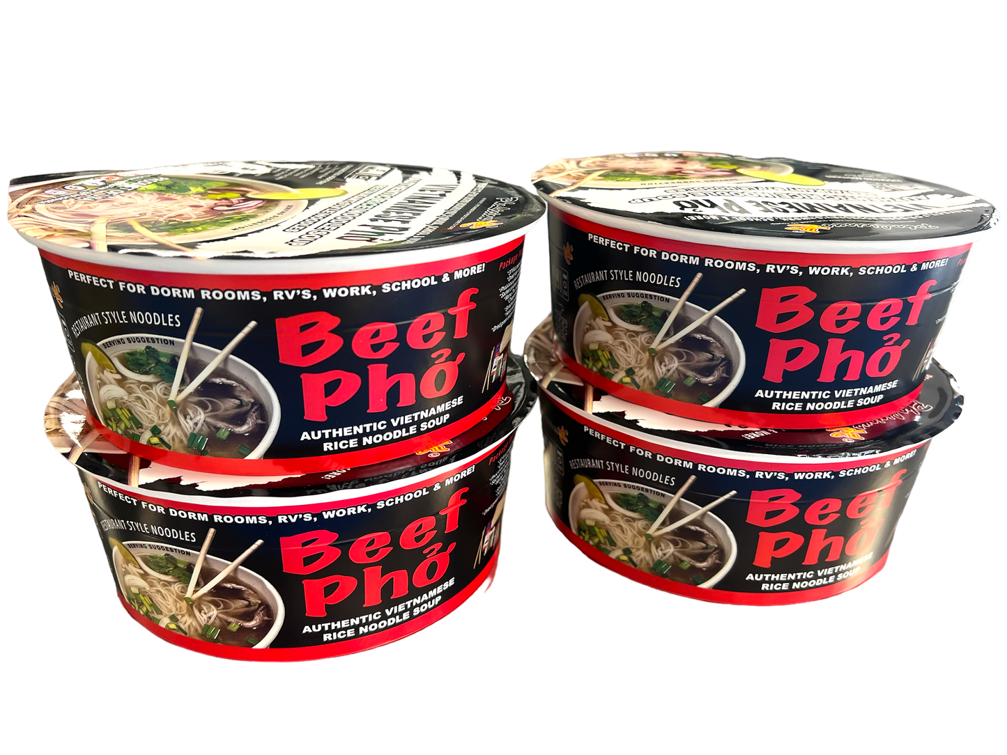 SHARK TANK BUNDLE COMBO PACK - LIMITED TIME Instant Pho Vietnamese Rice Noodle Soup, 8 pack (4 Beef / 4 Chicken)