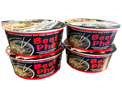 SHARK TANK BUNDLE COMBO PACK - LIMITED TIME Instant Pho Vietnamese Rice Noodle Soup, 8 pack (4 Beef / 4 Chicken)